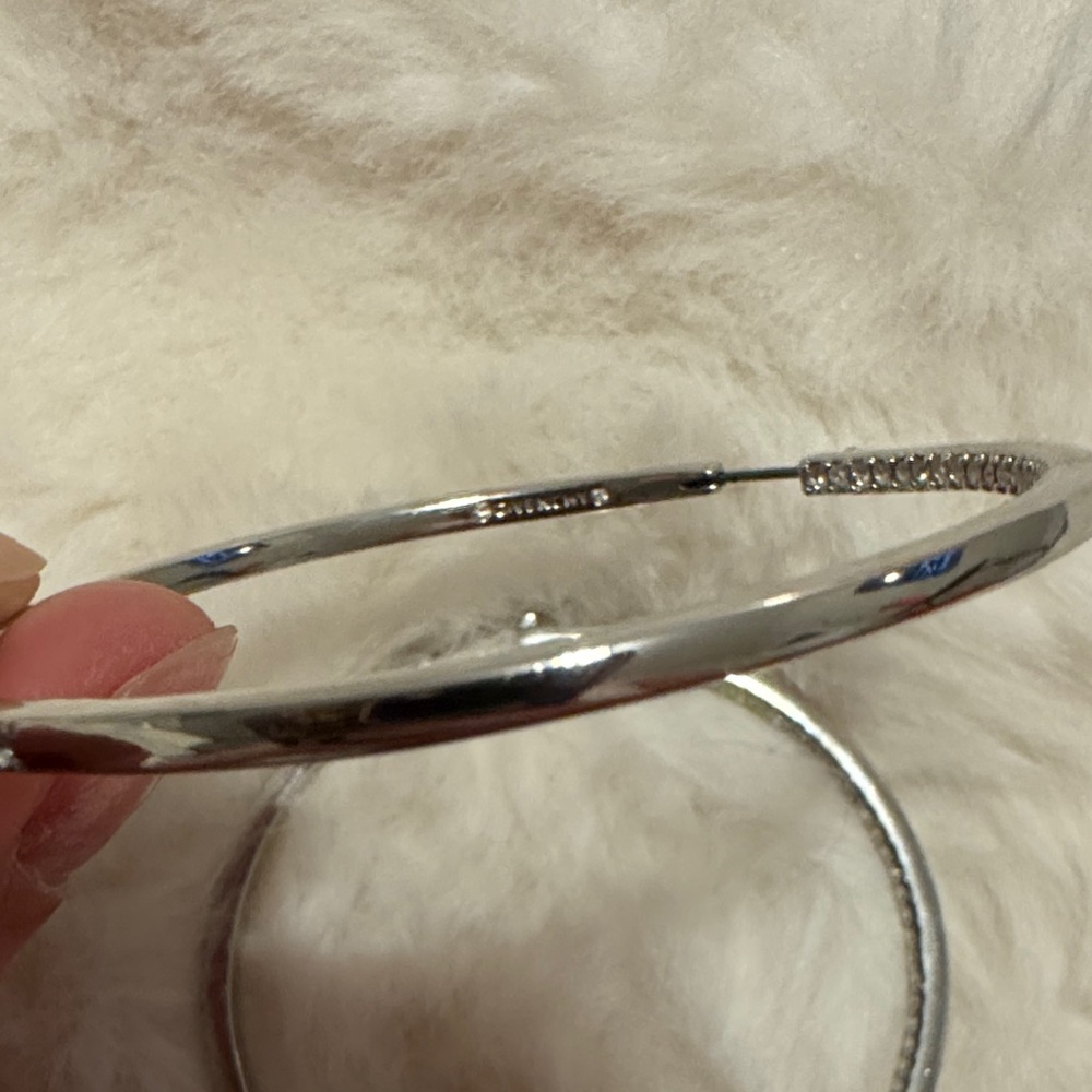 Givenchy Silver Crystal Hoop Earrings - Pavé Sparkle - Picture 2 of 7